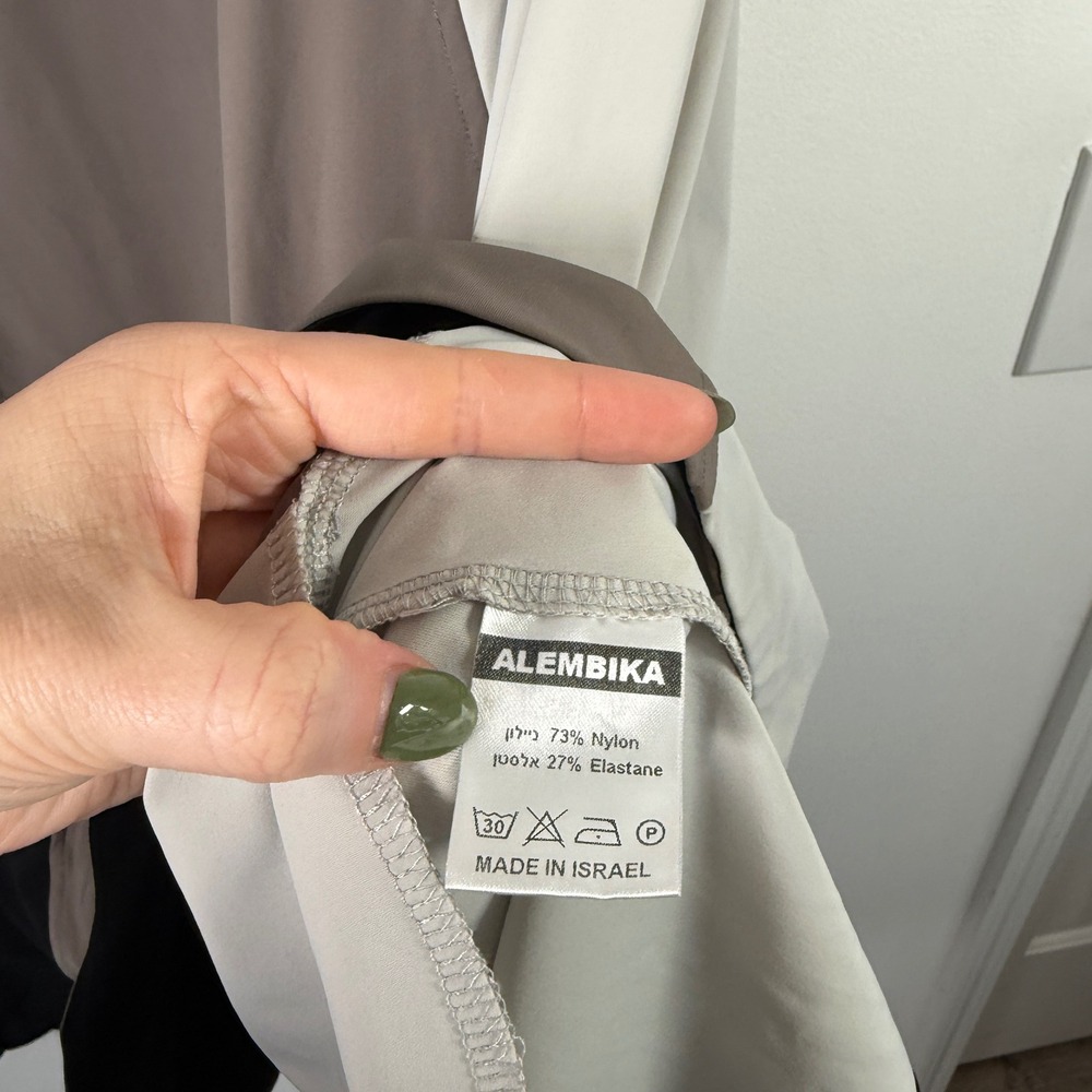 Alembika Tekbika Tunic Trapeze Dress Colorblock Lagenlook Grey Black Women Large - Picture 5 of 11